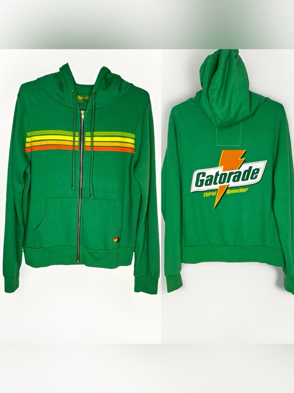 Aviator Nation X Gatorade Rare Collab Green Fleece Full Zip Hoodie Sweatshirt M